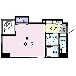 クレスト呉服町 1Kの間取図画像