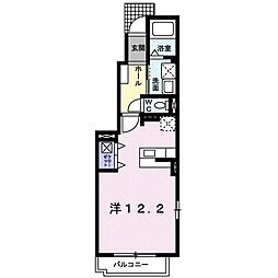 カークB棟 ワンルームの間取図画像