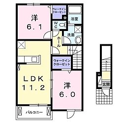 オーシャンヒルズ 2LDKの間取図画像