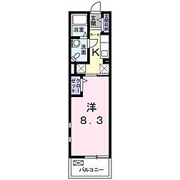 エレガンス・デーア 1Kの間取図画像