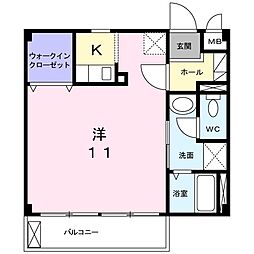 ペルスネージュC 1Kの間取図画像