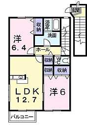 カーサ・ビエントA 2LDKの間取図画像