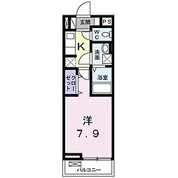 アクア 1Kの間取図画像