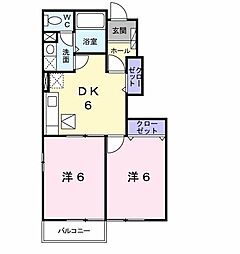 デスパシオC 2DKの間取図画像