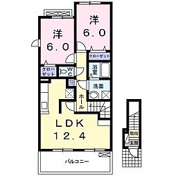 ホクレアヴィレッジ1 2LDKの間取図画像