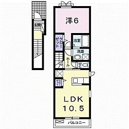 クレシェンドアルファー 1LDKの間取図画像