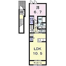 フレックスタウン六番館 1LDKの間取図画像