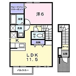 フィオーレ 1LDKの間取図画像