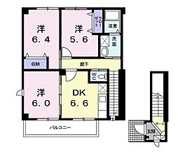 リバータウンC 3DKの間取図画像