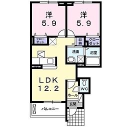 ラフィネ2 2LDKの間取図画像