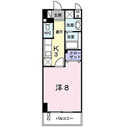 クレセントきらら2 1Kの間取図画像