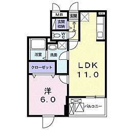 カーサデロア 1LDKの間取図画像