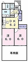 ビッグシャトーD 2DKの間取図画像