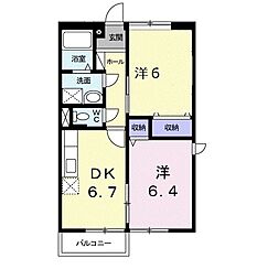 パルシェハイム21 2DKの間取図画像