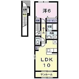 フレスコ・ポルト1番館 1LDKの間取図画像