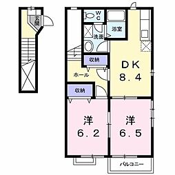サン・プラシードA 2DKの間取図画像