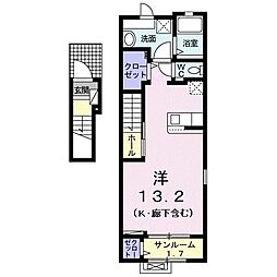 アメニティプレイス　II 2階ワンルームの間取り