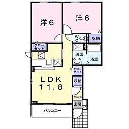 サンライズスクウェアC 2LDKの間取図画像