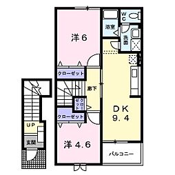 リーブル2 2DKの間取図画像