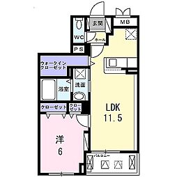 グランクレスタ 4階1LDKの間取り