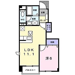 ボヌール2 1LDKの間取図画像