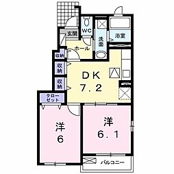 レインボーK1 2DKの間取図画像