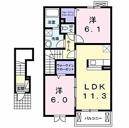 ボヌールD 2LDKの間取図画像