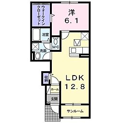 リヴァーサ鶴川 1階1LDKの間取り