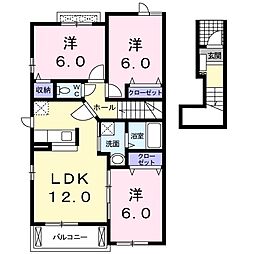 グランディスB 3LDKの間取図画像
