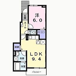 パーク追分 1階1LDKの間取り