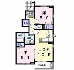サニーハウスヴィオラ3 2LDKの間取図画像