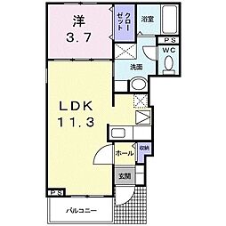 プランタンベルA 1LDKの間取図画像