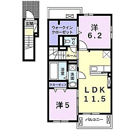 カーフヒルズ1 2LDKの間取図画像