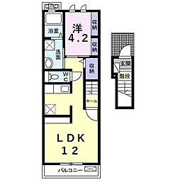 カーフヒルズ2 1LDKの間取図画像
