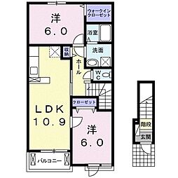 アンシャトン 2LDKの間取図画像