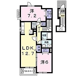 ハニーストーンB 2LDKの間取図画像