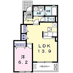 ウエストハイツ 1LDKの間取図画像