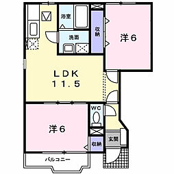 ロジュマン.リーヴ 2LDKの間取図画像