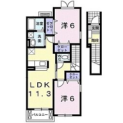 花水木1番館 2LDKの間取図画像