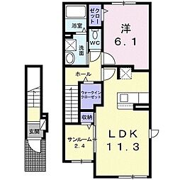 メゾン．アンジュ 2階1LDKの間取り