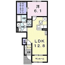 エレガンシア　II 1階1LDKの間取り