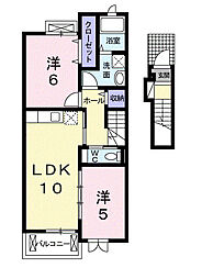 プリティー 2LDKの間取図画像