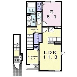メゾンラシエル 1LDKの間取図画像
