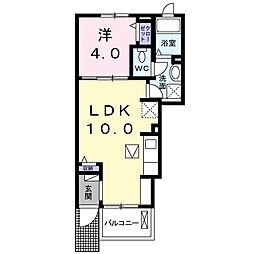 パームストリート 1LDKの間取図画像
