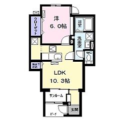 レジデンス港南 1LDKの間取図画像