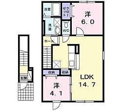 グランデ　ネーロ 2階2LDKの間取り