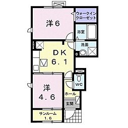 レスポワール　III 1階2DKの間取り