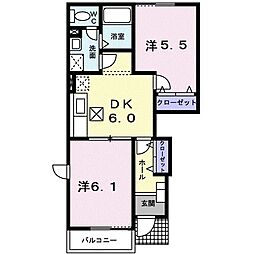 シエル2 2DKの間取図画像