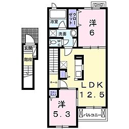 ディアレストA 2LDKの間取図画像