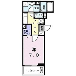 エテルノ・リアン 1Kの間取図画像